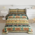 thumbnail image 2 of jejeloiu Western Tribal Aztec Full Size Comforter Sets,Yellow Cyan Bedding Sets For Men Women Reversible 3pcs, 2 of 8
