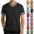 thumbnail image 2 of Men's Short Sleeve V Neck T-Shirt Athletic Mesh Performance Workout Tops Striped Quick Dry Moisture Wicking Tee Breathable Jersey Style Fitness Shirt for Jogging, 2 of 9