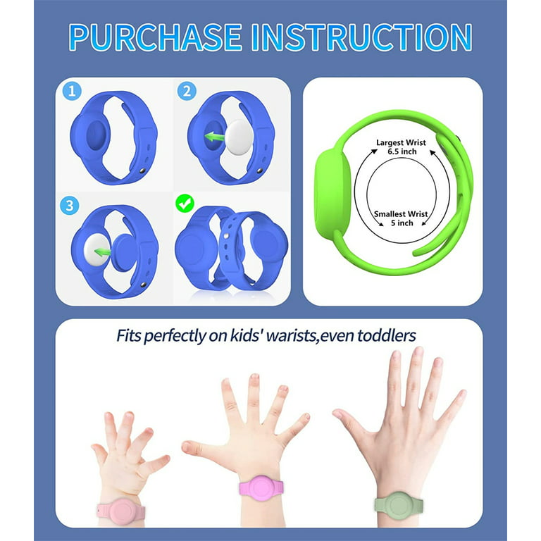Wristband for Airtag, Silicone Airtag Bracelet for Kids, Aairtag Watch Band  for Kids Toddler Baby Children Elders, Colorful Waterproof Wristband