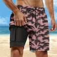 thumbnail image 2 of HDGB 2 in 1 Men's Swim Trunks with Compression Liner 9" with Zipper Pockets Quick Dry Bathing Suit Built-in Board Shorts Summer Beach Stretch Swimwear Pink,M, 2 of 4
