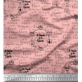 thumbnail image 1 of Soimoi Pink Cotton Poplin Fabric To Travel Is To Live Text Print Fabric by Yard 42 Inch Wide, 1 of 1