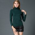 thumbnail image 3 of Moda de invierno de las mujeres suéter de punto de la tortuga cuello de manga larga Ribbed Knitted P Abanopi Verde/S, 3 of 7