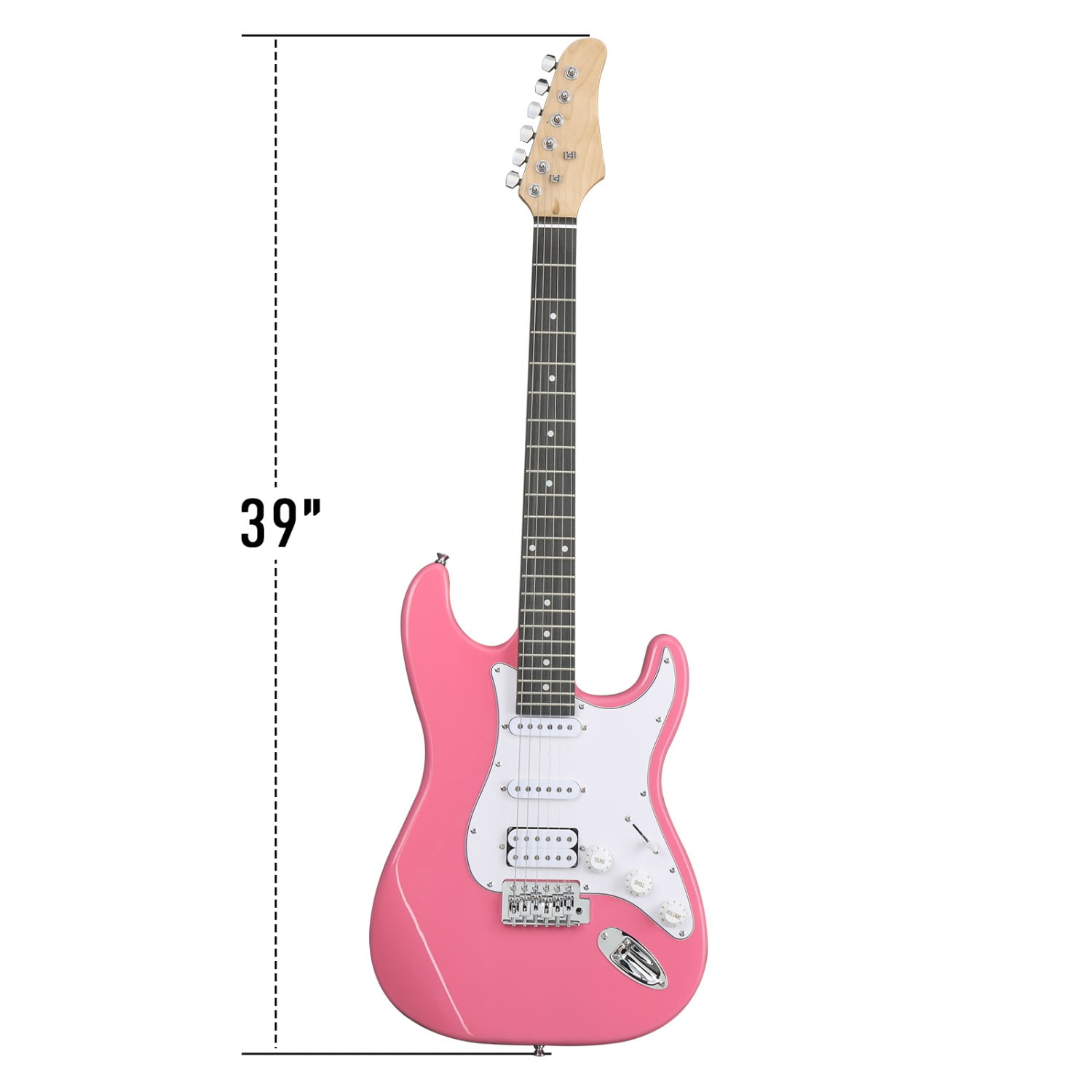 KST Stylish H-S-S Pickup Electric Guitar Kit with 5W AMP Bag Guitar Strap Strings rose red