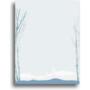 Blue Birch Trees Holiday Stationery Paper - 80 Sheets