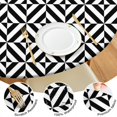 thumbnail image 4 of Black White Triangle Checkered Pattern Round Fitted Tablecloth with Elastic Edge,Dining Table Cover Waterproof,Outdoor Round Tablecloth for Camping,Dining,Indoor and Outdoor, 4 of 7