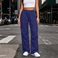 thumbnail image 4 of Womens Cargo Sweatpants Ruched High Waisted Sweat Pants Athletic Solid Color Casual Wide Leg Joggers Loose Fall Pants with Pockets, 4 of 7