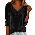 thumbnail image 4 of Ltctricy Velvet Tops for Women Long Sleeve Cowl Neck Velour T-Shirts Loose Tunic Tops Dressy Casual Tee Blouses, 4 of 7