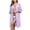 Purple, variant on EA'S SECRET Women's Lightweight 100% Cotton Mid-Length Robe Zip Front Bathrobe 3/4 Sleeve Spa Kimono Robe Bridesmaid Bride Party Robes Sleepwear Bath Robes with Pockets(Gray,XL)