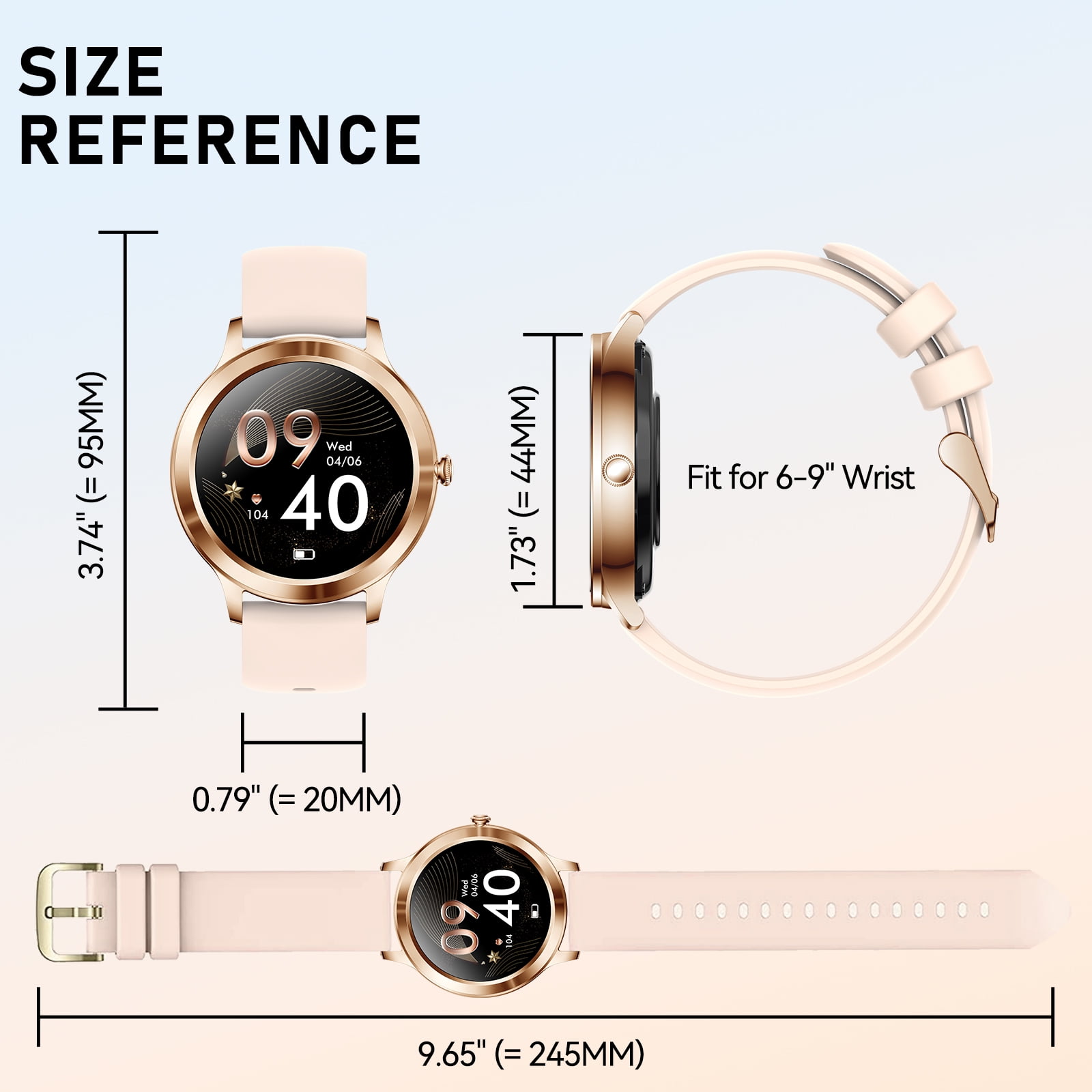 Cyberdyer Women's Smart Watch, 1.32" HD Screen, IP67 Waterproof, Fitness Tracker, Custom Watch Face, Compatible with iPhone & Android, Holiday Gift