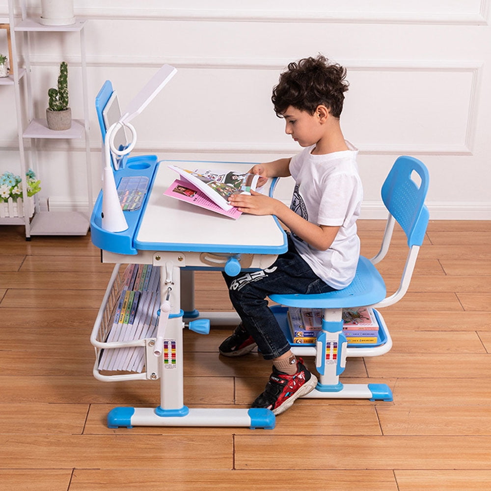 Details about   Height Adjustable Desk and Chair Set High School Student Childs Kids Study Table 