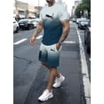 thumbnail image 2 of Conjunto de ropa deportiva para hombre, camiseta informal y pantalones cortos transpirables para correr, 2 conjuntos de cambio gradual, novedad de 2024, 2 of 4
