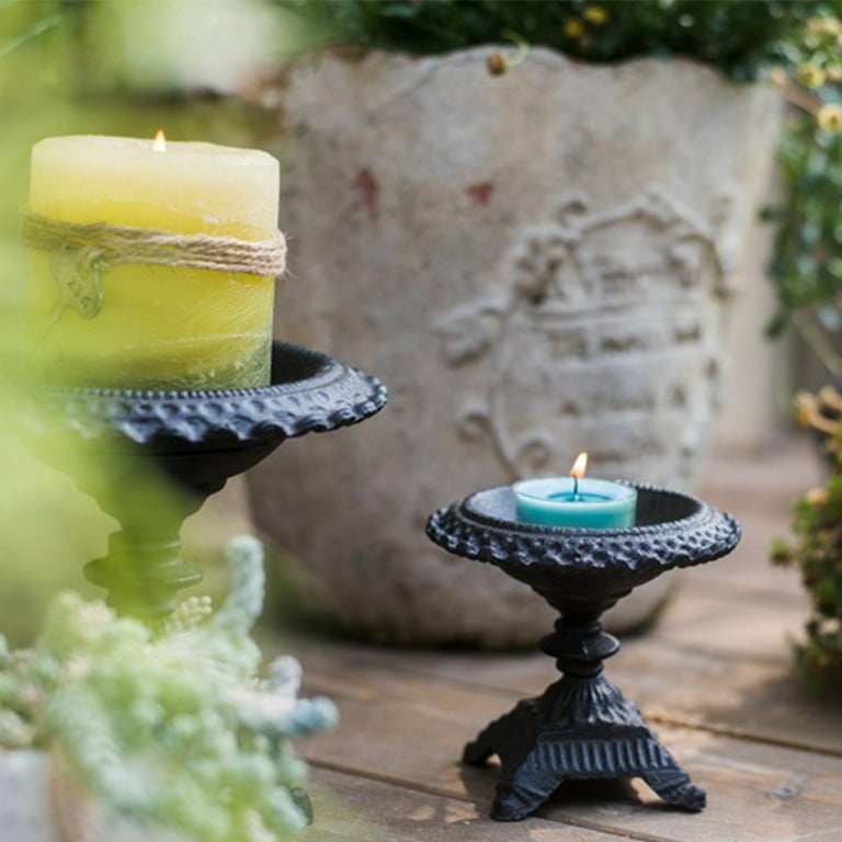 Rustic Pillar Candle Holders Rustic Iron Candlestick Holder Garden