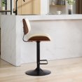 thumbnail image 2 of PORKISS Bar Stool, Walnut Bentwood Swivel Barstool with Leather Back and Seat, Adjustable Counter Island Chair with Footrest, Modern Upholstered Bar Chirs for Kitchen Island, Dining Room, Beige, 2 of 11