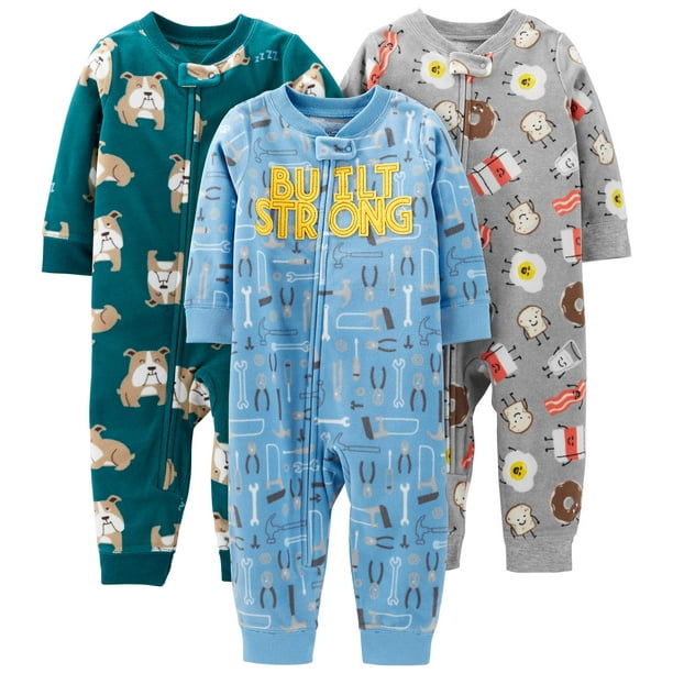 Simple Joys by Carter's Baby and Toddler Boys' 3-Pack Loose Fit Fleece  Footless Pajamas