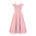 thumbnail image 3 of Kaerm Kids Girls Adjustable Spaghetti Strap Chiffon Dress Elegant Sleeveless Off Shoulder A-Line Pink 14, 3 of 5