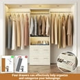 thumbnail image 5 of Homieasy 25 - 104 Inch Closet Organizer System, Walk in Clothes Rack with 4 Fabric Drawers and 3 Hanging Rods, Garment Rack Wardrobe Rack for Closet, Bedroom, White Oak, 5 of 8