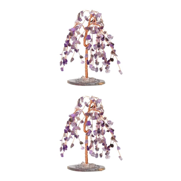 Bearachild Adorno de escritorio del árbol de la riqueza: buena fortuna y deseos para el hogar, símbolo de la suerte, borde de piedras preciosas Type3 NO3