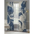 thumbnail image 4 of Navy White Sheer Curtains for Living Room Bedroom Marble Modern Artwork Sheer Curtains 96 Inch Long 2 Panels Set Light Filtering Curtain Window Treatments Drapes for Dining Room, 4 of 6