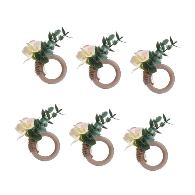 6 hebillas para servilletas, anillos para servilletas, soportes de madera para vajilla, decoración para eventos, bar, Acción de Gracias, restaurante, Amarillo claro