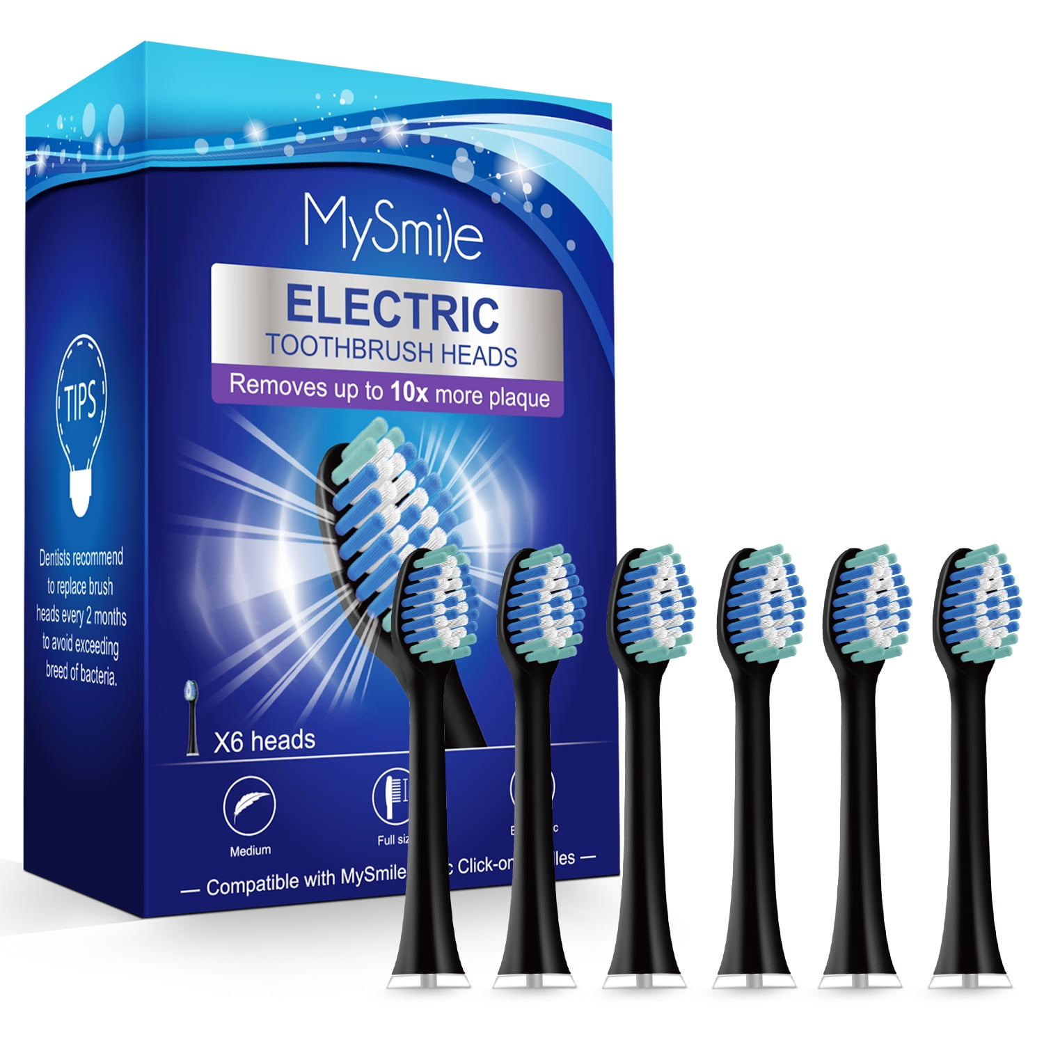 MySmile Electric Toothbrush for Adults, Rechargeable Waterproof Sonic Electronic Toothbrush with 6 Brush Heads and Travel Case, 2 Mins 5 Modes Smart Timer