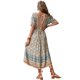 thumbnail image 5 of Txlixc - Vestido de manga corta para mujer, estilo vintage, estampado, cuello en V, con lazo, sin espalda, irregular, midi Txlixc  Moda, 5 of 9