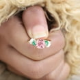 thumbnail image 4 of SHEKHAWATJEWELS 6 mm/ 0.75 Round Shape Pink Sapphire Engagement Ring Cluster Opal Emerald Ring For Women Yellow Gold Plated Silver Anniversary Gift For Her, 4 of 7