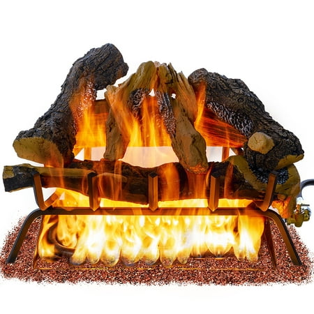 Barton 24inch Fireplace Log Grate Split Oak Wood Vented Natural Gas Fire Logs ANSI