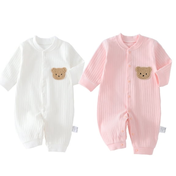 2-pack one-piece baby boy onesies (white & pink)