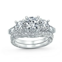 Bling Jewelry Womens Art Deco 3CT Round Solitaire Cocktail Statement Ring in Sterling Silver