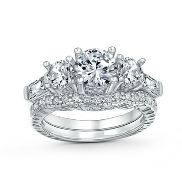 Bling Jewelry Womens Art Deco 3CT Round Solitaire Cocktail Statement Ring in Sterling Silver