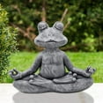 thumbnail image 4 of Farmhouse Outdoor decor, 10X9 in, Cross Legged Meditating Frog, Outdoor Yard decor, Gray Stone, 1 Pc, 4 of 7
