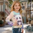 thumbnail image 3 of DISNIMO Cute Panda Printed Girls Long Sleeve Shirt Crew Neck Tops Kids Casual Loose T-Shirts Soft Comfy Pullover Tops Tie Front Tunic Blouse Shirts, 3 of 8