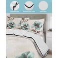 thumbnail image 4 of Quilts Twin Size, Teal Brown Spring Floral Soft Comforter Bedding Set for Bed, Vintage Flowers Elegant Botanical Lightweight Quilted Bedspread with Pillow Cover(2 Pieces) for All Season, 68x86 Inch, 4 of 6