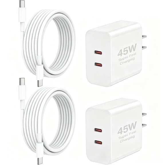 i Phone 17 16 15 Charger Fast Charging, 2Pack 45W Dual USB-C Wall Charger with 6FT Charger Cord Type C iPhone 17/17 Plus/17 Pro Max/16/16 Plus/16 Pro Max/15 Pro Max/iPad Pro case