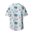 thumbnail image 5 of Uemuo Turtles And Goldfish Pattern Cotton Linen Short Sleeve Shirts,Casual Lightweight Button Down Shirts,Vacation Beach Summer Tops-Medium, 5 of 7