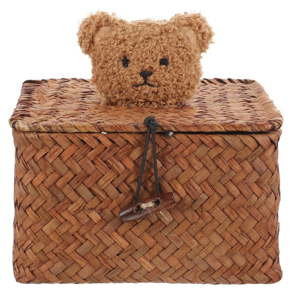 FELTECHELECTR 1Set Seagrass Basket Square Woven Storage for Home Decor Light Brown 5.70X5.70X5.70in
