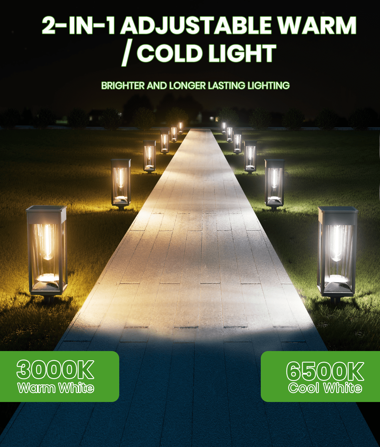 BITPOTT 6 Pack Solar Pathway Lights 2-in-1 Warm&Cool – picture 5