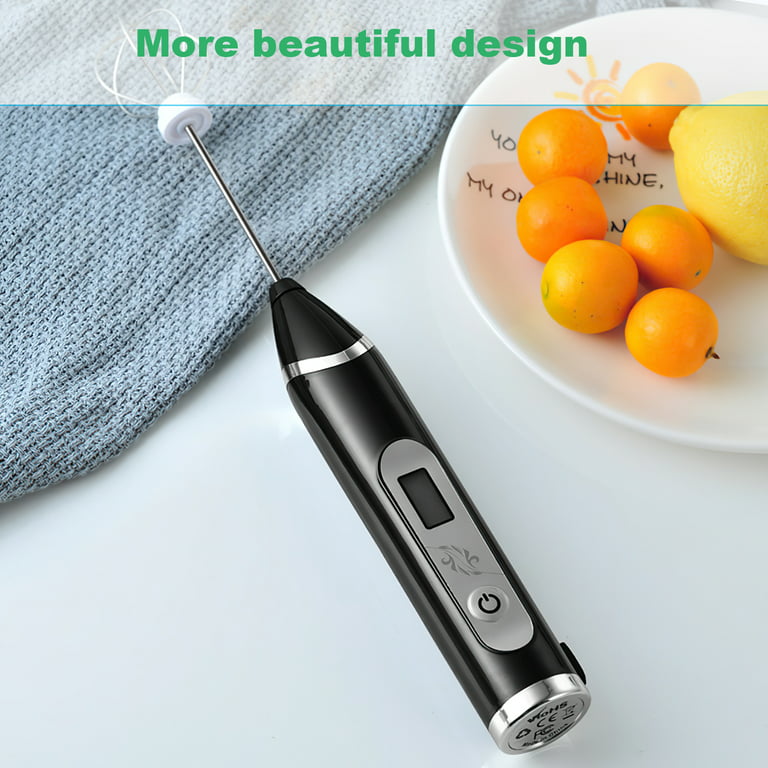 SunSunrise Milk Frother USB Rechargeable LCD Display 3 Speeds Handheld  Whisk Electric Foamer Maker Drink Mixer Mini Blender for Latte Cappuccino  Frappe 