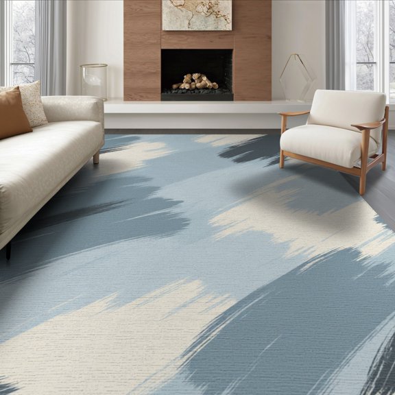 ODIKA 8'x10' Washable Area Rug Non-Shedding, Easy Care, Livingroom Flowing Shapes Transitional Abstract Neutral Grey for King Size Bedroom Under Bed, Master Suite