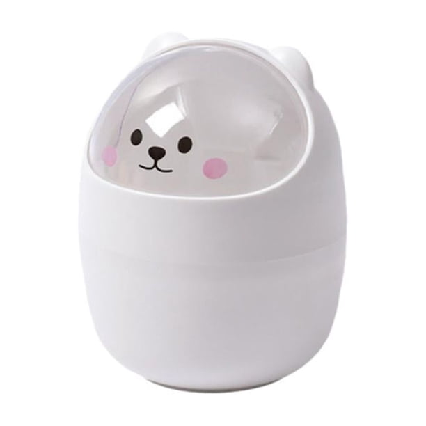 SGACAI Lindo bote de basura de escritorio, bote de basura pequeño creativo con tapa abatible, lindo mini bote de basura de escritorio, bote de basura portátil de mesa, almacenamiento de basura de a