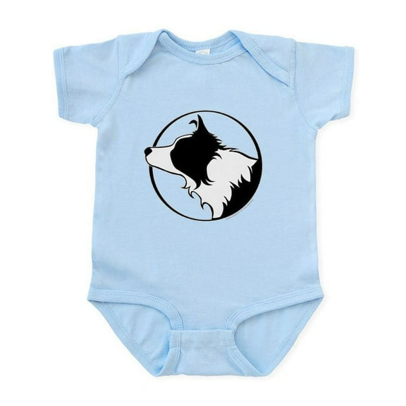 CafePress - Border Collie Head B&W Infant Bodysuit - Baby Light Bodysuit, Size Newborn - 24 Months