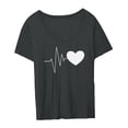 thumbnail image 4 of Camiseta De Mujer Tops De Manga Corta Con Estampado Gráfico De Corazón Suelto Y Transpirable, 4 of 8