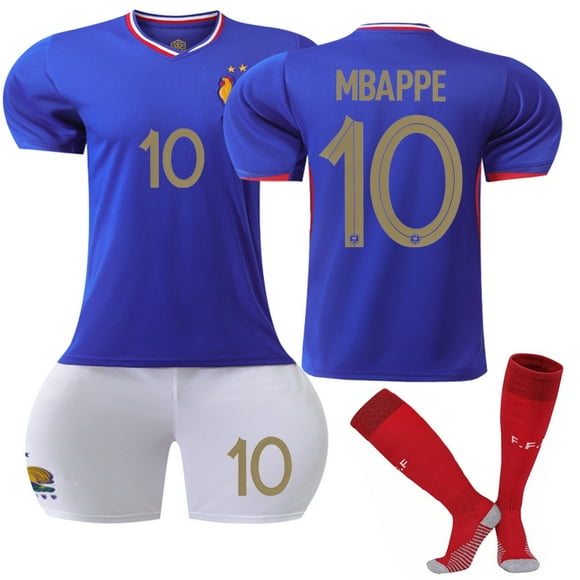 Frankrike Hemma fotboll barntröja nr 10 Mbappé-WELLNGS