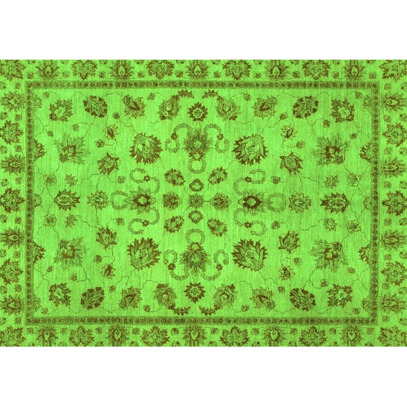 Ahgly Company Indoor Rectangle Abstract Green Modern Area Rugs, 2' x 5'