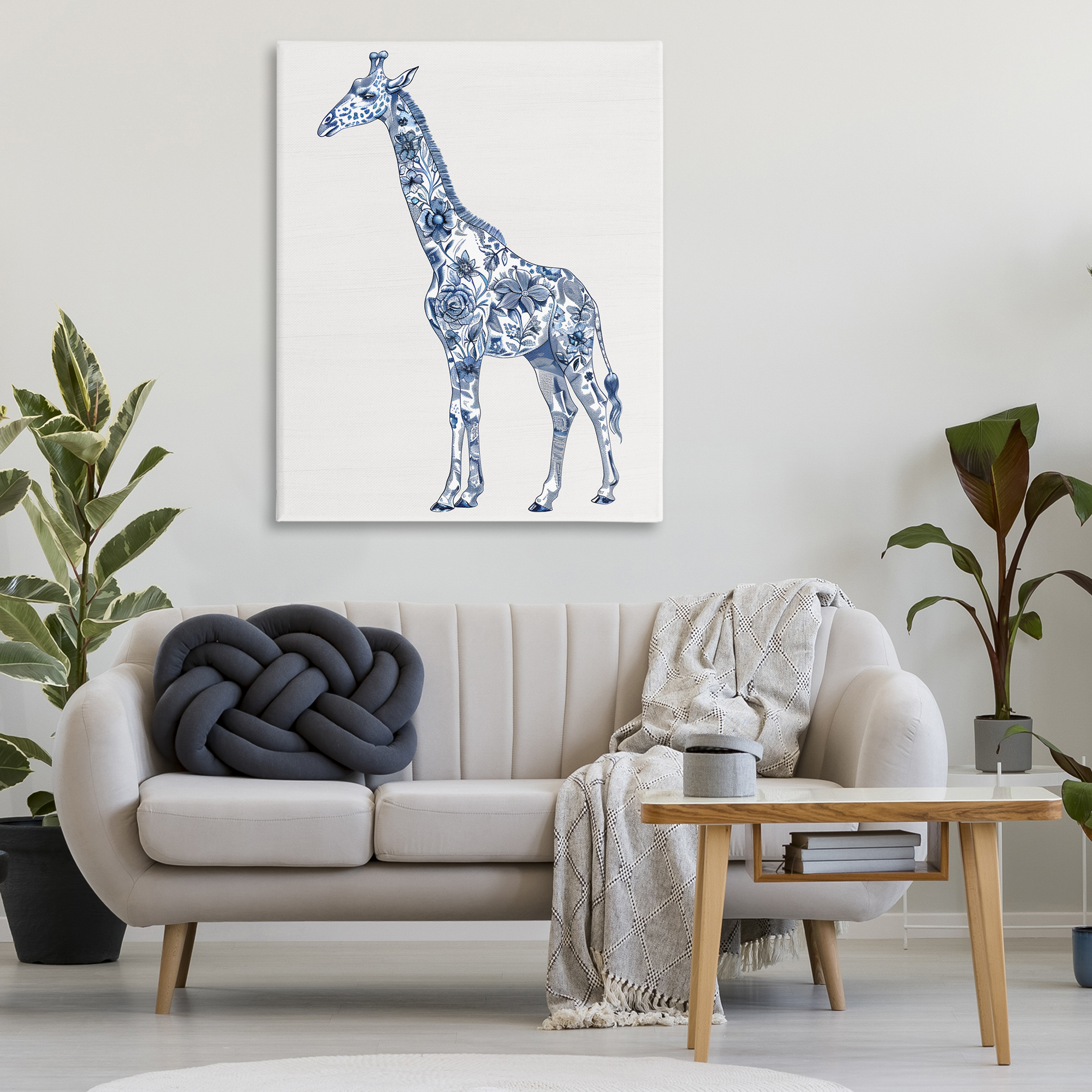 Vintage Toile Giraffe Canvas Wall Art, design by Lettered and Lined
