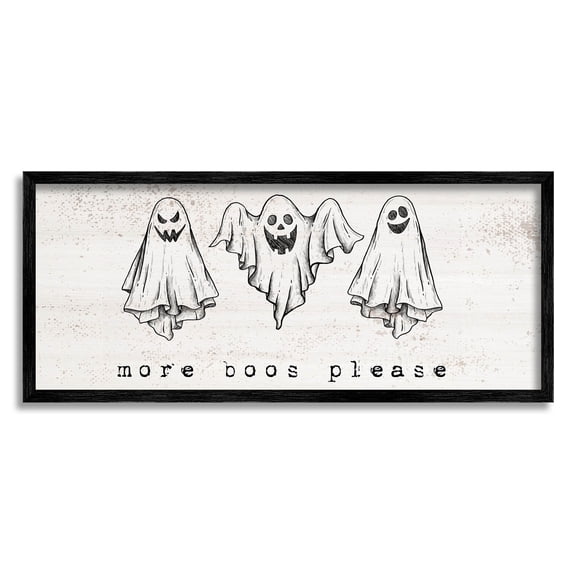 Stupell Industries More Boos Please Scary Ghosts Graphic Art Black Framed Art Print Wall Art, Design by Lil' Rue
