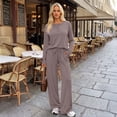 thumbnail image 2 of SUNBS Lounge Sets for Women Two Piece Sets Henley Neck Top Wide Leg Pants Vacation Fall Travel Outfits, 2 of 8