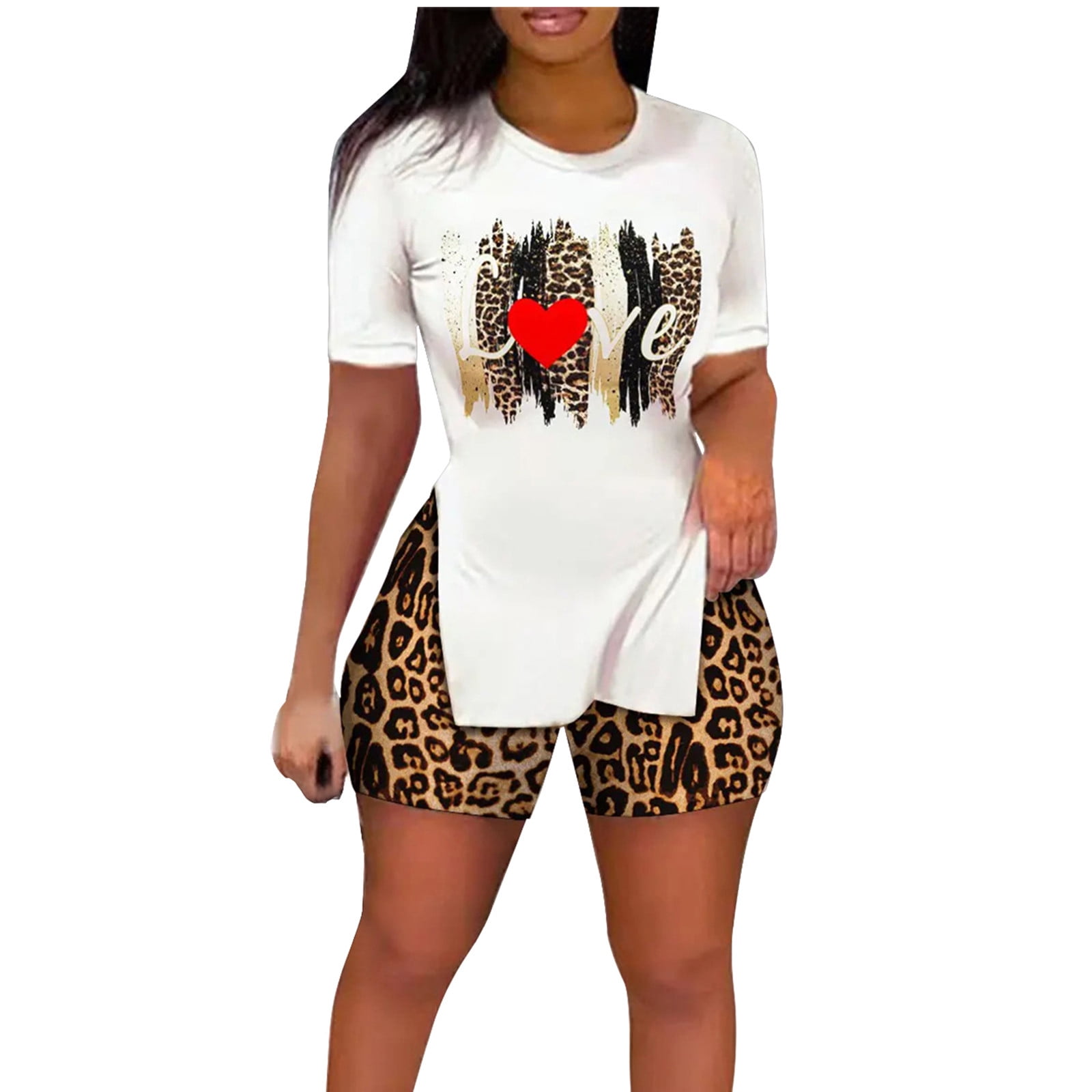 HTNBO Seasonal Fashion Women's Shorts Sets Summer Funny Printed Short