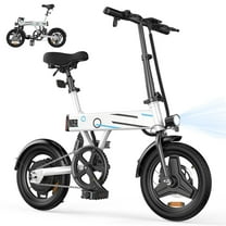 14-inch 500W Foldable Electric Bike for Adults, City E-Bike with 3-Speed Settings (9/15/20mph) ,Uphill Assist, LED Light,25-Mile Range and 36V7.8Ah Battery,White,UL2849