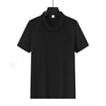 thumbnail image 4 of Men's Waffle Knit Polo Shirt Short Sleeve Collared Casual T-Shirt Comfortable & Breathable For Summer Daily Wear Stylish Tops,Black,XL, 4 of 6